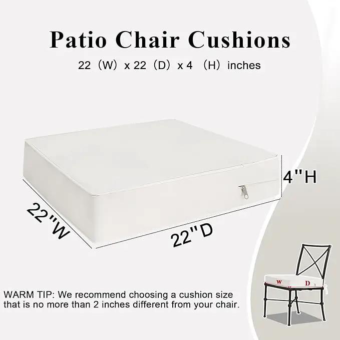 Outdoor Chair Cushions Set of 2 for Patio Furniture 22x22x4 Inch Waterproof Patio Chair Cushion 3 Year Color Fastness Square Elastic Foam Garden Sofa Couch Pads with Ties and Handle,Beige by GreenHaven Gardens