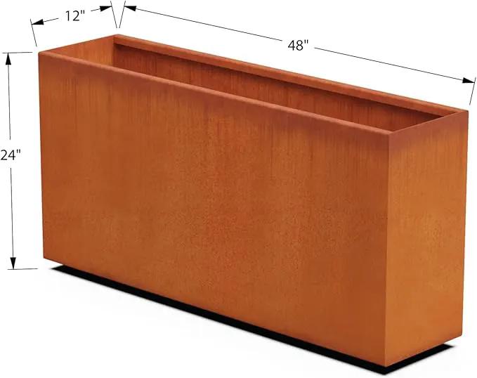 Tall Corten Steel Planter Box – 48x24 Inch Large Rectangular Planter for Outdoor Privacy & Patios | Heavy Duty Metal | Made in USA, Fully Assembled by GreenHaven Gardens