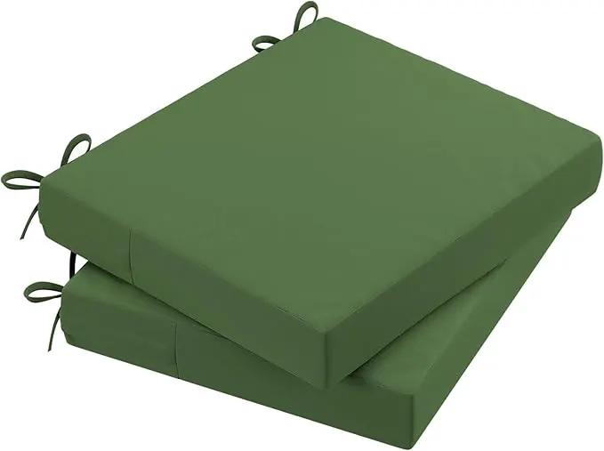 AAAAAcessories Outdoor Seat Cushions for Chairs, Waterproof, Fade-Resistant Patio Furniture Replacement Cushions, 20" x 18" x 3", Set of 2, Dark Moss Green by GreenHaven Gardens