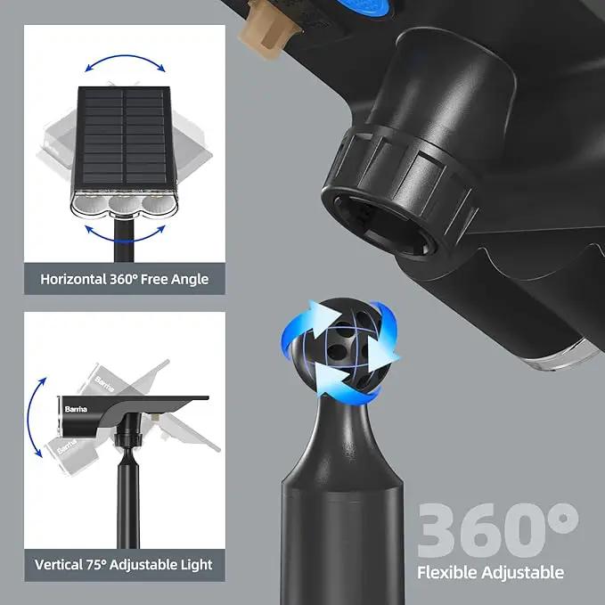 Barrina 36 LEDs Landscape Solar Spotlights, Solar Powered Dusk-to-Dawn Outdoor Garden Lights, 6500K & 2700K, 360° Horizontal Adjustable Spotlights for Garden Yard Patio Driveway Porch, 4 Packs by GreenHaven Gardens