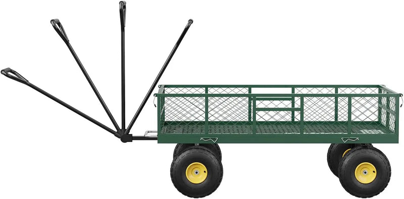 900 LBS Garden Dump Cart with Removable Sidewalls, Heavy Duty Steel Dump Wagon with 180° Swivel Handle & 10-inch Tires, Yard Cart Utility Wheelbarrow for Backyard Farm by GreenHaven Gardens