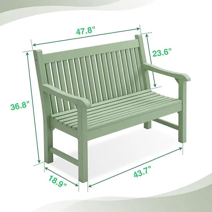 Psilvam Garden Bench, 2-Person Poly Lumber Patio Bench, All-Weather Outdoor Bench That Never Rot, Memorial Bench, Suit for Garden, Porch and Park (Green) by GreenHaven Gardens