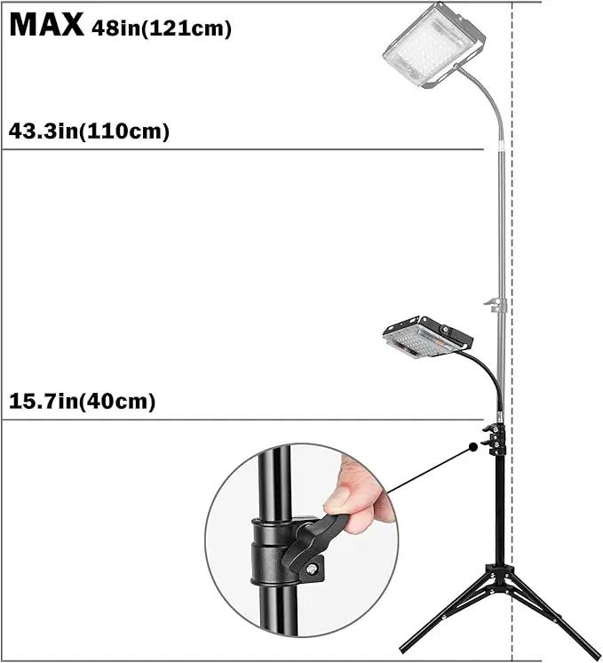 LBW Grow Light with Stand, Full Spectrum 150W LED Floor Plant Light for Indoor Plants, Grow Lamp with On/Off Switch, Adjustable Tripod Stand 15-48 inches by GreenHaven Gardens