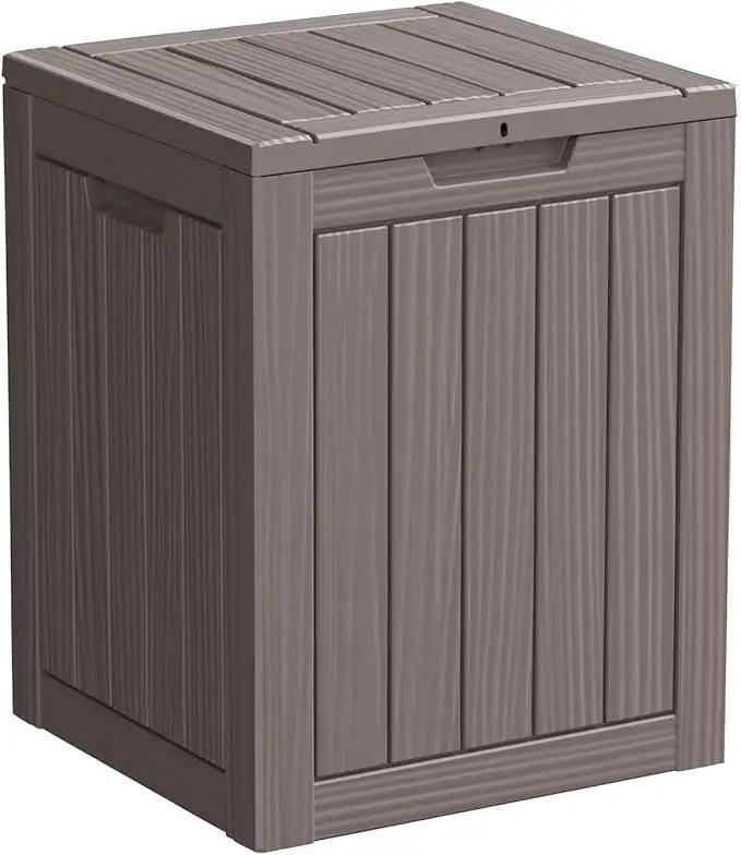 28 Gallon Resin Deck Box, Lockable Outdoor Storage Box for Patio Cushions Storage Furniture,Garden Tools, Pool Supplies, Weatherproof and UV Resistant (Grey) by GreenHaven Gardens