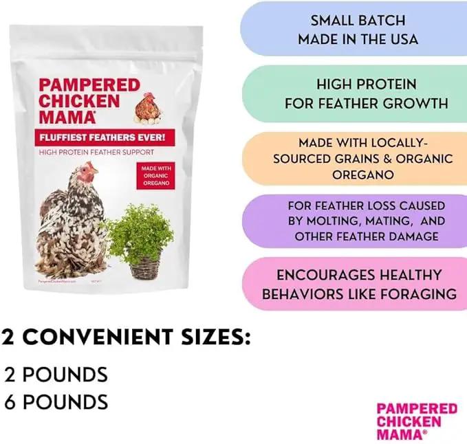 Pampered Chicken Mama Molting Supplement for Chickens: Fluffiest Feathers Ever Backyard Chicken Feed and Supplies for Hens (2 pounds) by GreenHaven Gardens