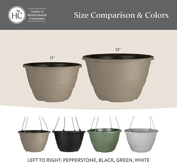 The HC Companies Wrapt Hanging Planters - Lightweight Plant Pot Hanger for Hanging Plants, Vegetables & Herbs - Outdoor & Indoor Hanging Basket for Plants (13" Black, Pack of 2) by GreenHaven Gardens