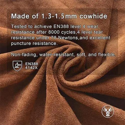 12 Pairs Bulk Leather Work Gloves for Men or Women for Gardening, Construction, Truck, Driving, Farm, Ranch, Woodworker, Soft, Cowhide Thickened, Water Resistant, Brown, XLarge by GreenHaven Gardens