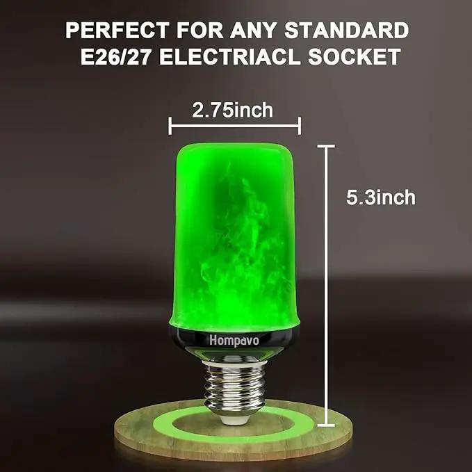 Hompavo 【Upgraded LED Flame Light Bulbs, Green Flickering Light Bulbs with Upside Down Effect, E26 Flame Bulb for Home Halloween St. Patrick's Day Christmas Decorations Indoor & Outdoor, 4 Pack by GreenHaven Gardens