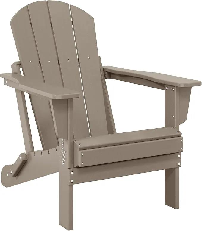 Westin Outdoors Laguna WO Home Outdoor Adirondack Folding Chair Lounger Seat Traditional Retro Home Furniture for Beach, Balcony, Backyard, Lawn, Patio, Pool, Deck, Garden (Weathered Wood) by GreenHaven Gardens