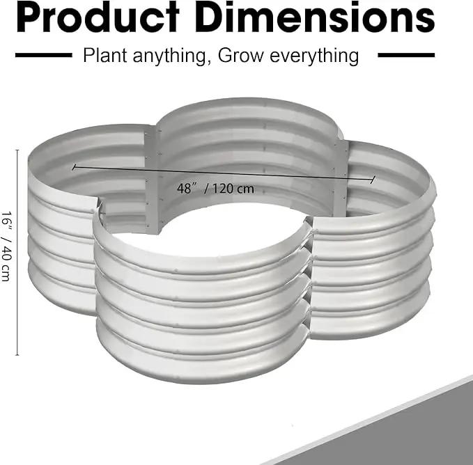 4x4ft Petal Galvanized Raised Garden Bed Kits 16" Tall Outdoor Large Metal Modular Planter Box 9-in-1 Raised Beds for Gardening,Vegetables,Fruits,Flowers & Herbs (Silver) by GreenHaven Gardens
