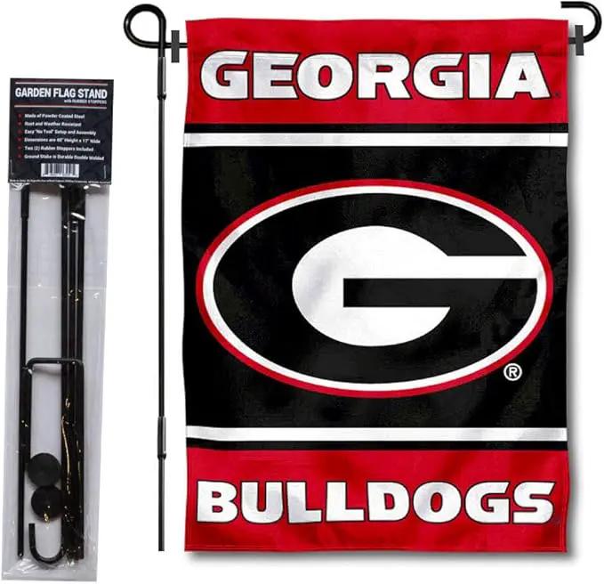 College Flags & Banners Co. Georgia Bulldogs Garden Flag with Stand Holder by GreenHaven Gardens