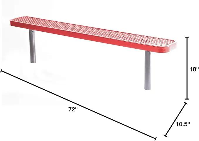 Coated Outdoor Furniture Heavy-Duty Outdoor Bench Thermoplastic Coated, Expanded Metal, Commercial-Grade Seating, Made in America (Inground Without Back, 6 Ft, Red) by GreenHaven Gardens