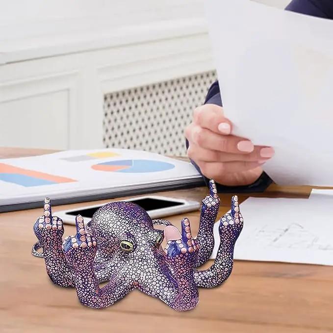 Middle Finger Octopus，Middle Finger Statue，Weird Decor Suitable for Indoor and Outdoor Garden Home Various Fish Tank Decoration (Purple) by GreenHaven Gardens