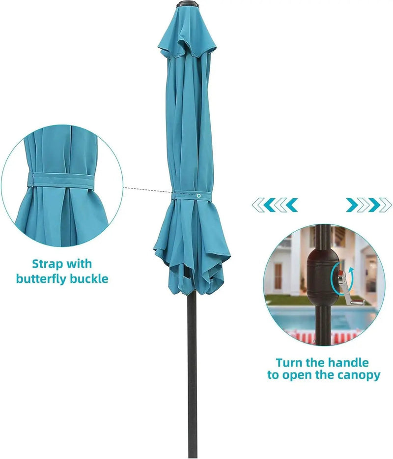 Aok Garden 7.5 ft Patio Umbrella Outdoor Market Umbrella Tilt Button and Crank 6 Ribs for Deck Lawn Pool& Backyard by GreenHaven Gardens
