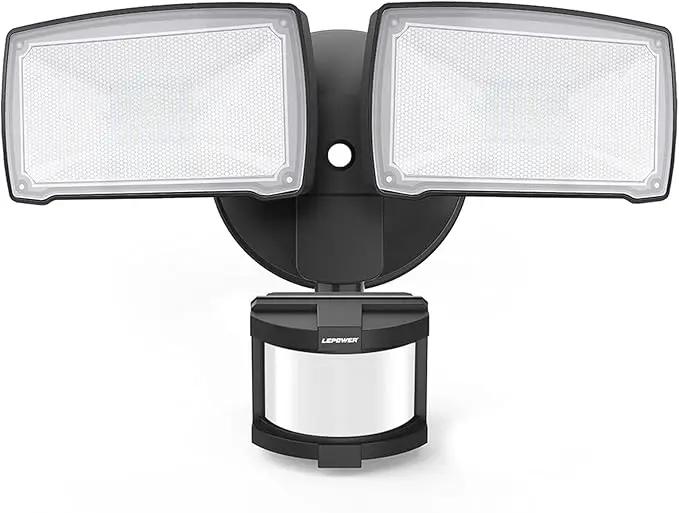 LEPOWER LED Security Lights Motion Sensor Light Outdoor, 30W 3200LM Motion Security Light, 5500K, IP65 Waterproof, 2 Head Motion Detector Flood Light for Garage, Yard, Porch, Black (Not Solar Powered) by GreenHaven Gardens