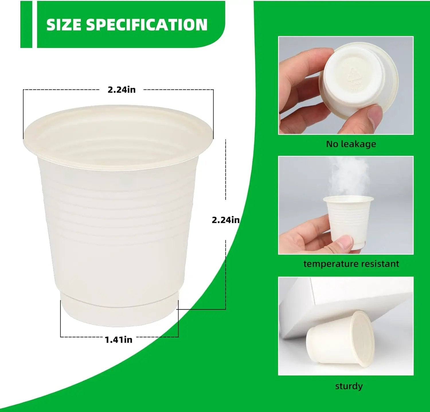 3 oz Compostable Disposable Bathroom Mouthwash&Rinse Cups,100pcs Small Snack Cups for Kids,Mini Drinking Cups for Party,Office, Picnic, BBQ by GreenHaven Gardens