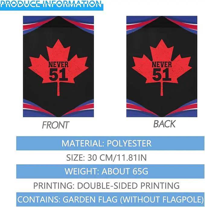 Never 51st State Canada Flag Seasonal Garden Flags 12x18 Double Sided Small Banner for Garden by GreenHaven Gardens