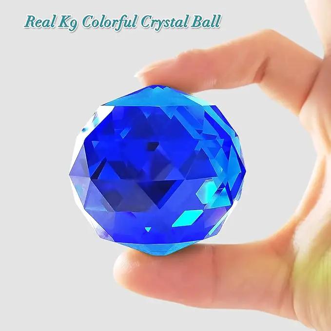 FONMY Gazing Ball Spiral Tail -Decorative Wind Spinner Sun Catcher Rainbow Maker 11 inch Tail and 2 inch Dark Blue Crystal Orb. Indoor Outdoor Garden Decoration -13 inch Height by GreenHaven Gardens