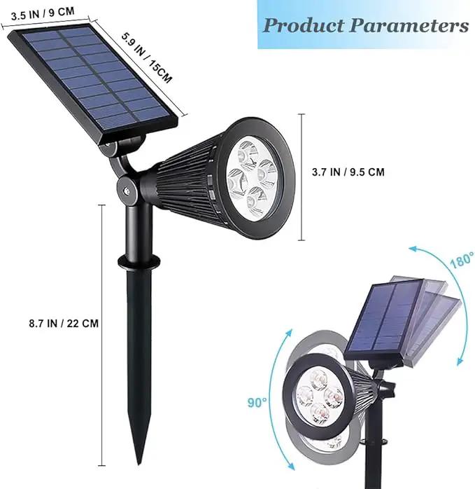 Solar Lights Outdoor, 4-LED Solar Spotlight LED Landscape Lights IP67 Waterproof Solar Powered Landscaping Lights Outdoor Lighting for Tree Garden Yard Patio(2 Pack, Red) by GreenHaven Gardens