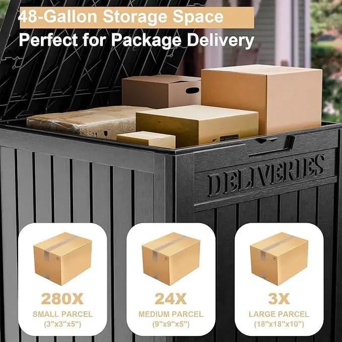 DRATO 48 Gallon Package Delivery Box, Large Lockable Storage Box, Double-Wall Resin Outdoor Package Delivery and Waterproof Deck Box for Porch, Patios by GreenHaven Gardens