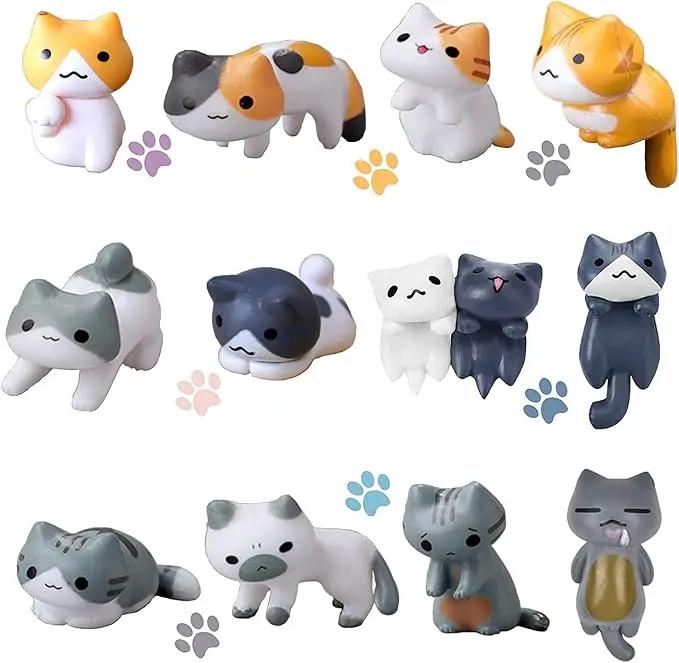 Mini Cute Tuxedo Small Cat Figures Decor, Miniature Fairy Garden Cat Succulent, 12 Pcs Lovely Cat Figurines For Cat Lovers, Tiny Terrarium Animal Statues Ornaments For Home Decoration Micro Landscape by GreenHaven Gardens