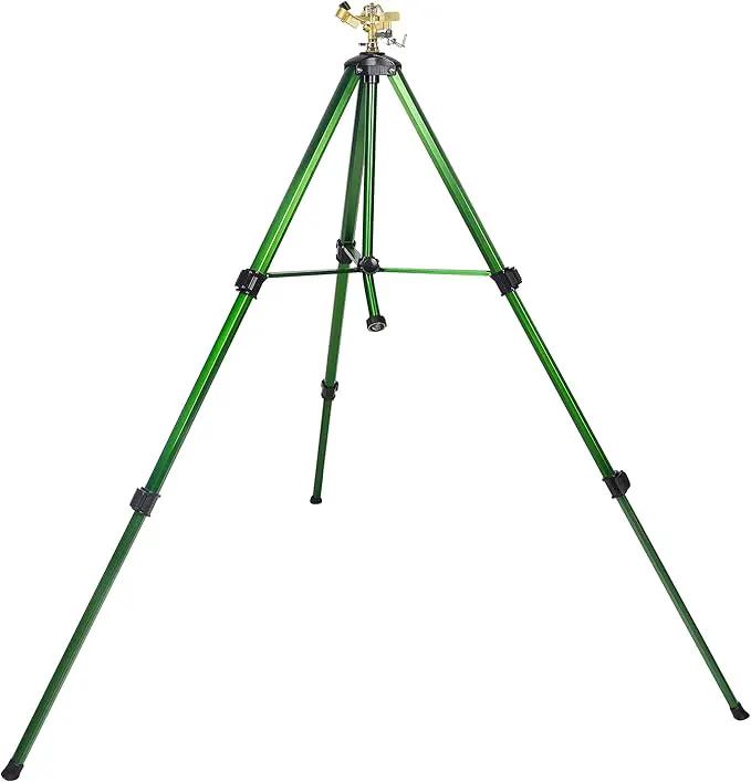 Biswing Impact Sprinkler Head on Tripod Base, Extends Up to 50 Inch Heavy Duty Lawn Sprinkler, 360 Degree Large Area Irrigation, Adjustable Coverage Brass Nozzle Alloy Metal Tower Sprinkler, 1 Pack by GreenHaven Gardens