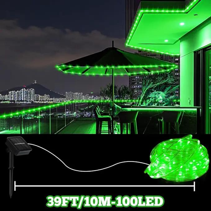 Solar Rope Light Waterproof 39FT 100LEDs Outdoor IP65 Solar String Lights for Easter Outside Party Garden Yard Home Wedding Christmas Halloween Holiday St. Patrick's Day Tree Lighting(Green) by GreenHaven Gardens