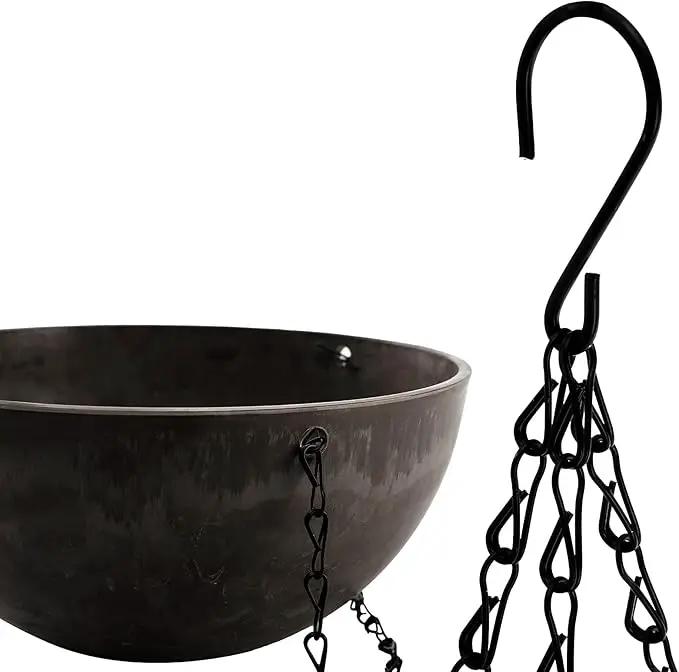 DEAYOU 2 Pack Resin Hanging Planters for Indoor Plants, 10" Hanging Flower Pots with Drainage Holes, Hanging Baskets with Chain and Hook for Garden, Outdoor, Balcony Decor (Marble Pattern) by GreenHaven Gardens