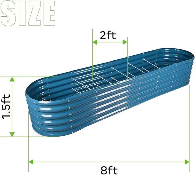 Land Guard 8×2×1.5ft Galvanized Raised Garden Bed Kit, Raised Garden Boxes Outdoor, Oval Metal Raised Garden Beds for Vegetables, Blue by GreenHaven Gardens
