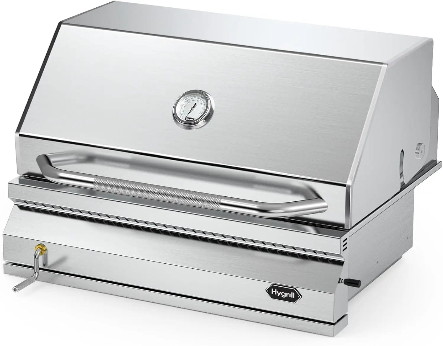 Hygrill Charcoal Grill Head for Outdoor Kitchen, 32-inch Stainless Steel Built-In Grill with Insulated Hood, Temperature Gauge and Fabric Cover by GreenHaven Gardens
