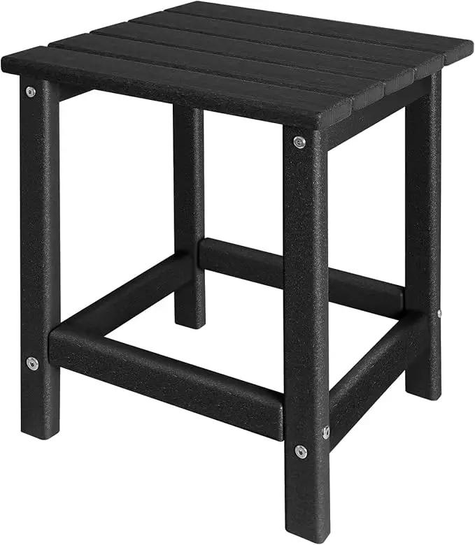 Adirondack Side Table Outdoor, HDPE Small Outdoor Table for Patio,Outside End Table for Porch, Deck, Pool, Weather Resistant/Easy Maintenance/Indoor or Outdoor Use, Back by GreenHaven Gardens