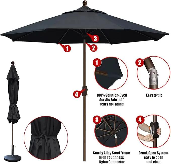 EliteShade USA 10-Year-Non-Fading 10Ft Market Umbrella Patio Umbrella Outdoor Table Umbrella with Ventilation, Black by GreenHaven Gardens