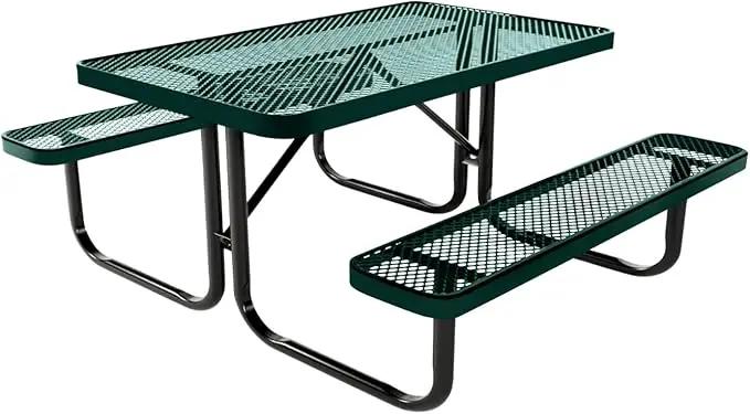 Coated Outdoor Furniture Heavy-Duty Portable Outdoor Kids Table, Expanded Metal Kids Picnic Table, Commercial-Grade Picnic Table, Made in America (4ft Rectangular, Childrens, Dark Green) by GreenHaven Gardens