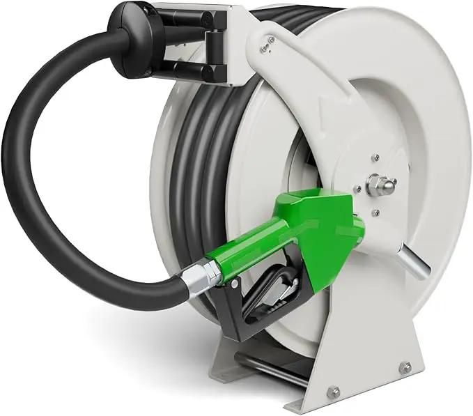 Fuel Hose Reel, 3/4" x 33FT Retractable Hose with Refueling Nozzle, 300 PSI Heavy-duty Steel Construction, Diesel Fuel Kerosene Reel Used for Aircraft Ship Vehicle Tanker Truck by GreenHaven Gardens