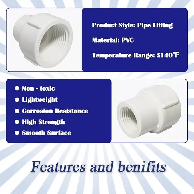 8PCS 1 to 3/4 Inch Double Female Threaded PVC Adapter Pressure Fittings 1" to 3/4" Female to Female Thread Coupling Pipe Fitting Connector for Garden Works HE046-1x3/4 by GreenHaven Gardens