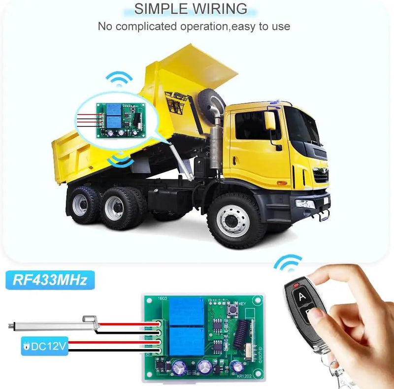 QIACHIP DC 5V 6V 12V 24V 36V 48V 60V Electric Motor Forward and Reverse Wireless RF Remote Control Relay Module Switch,Receiver 433Mhz with Transmitters for Motor,Curtains, Garage Door (KR1202) by GreenHaven Gardens