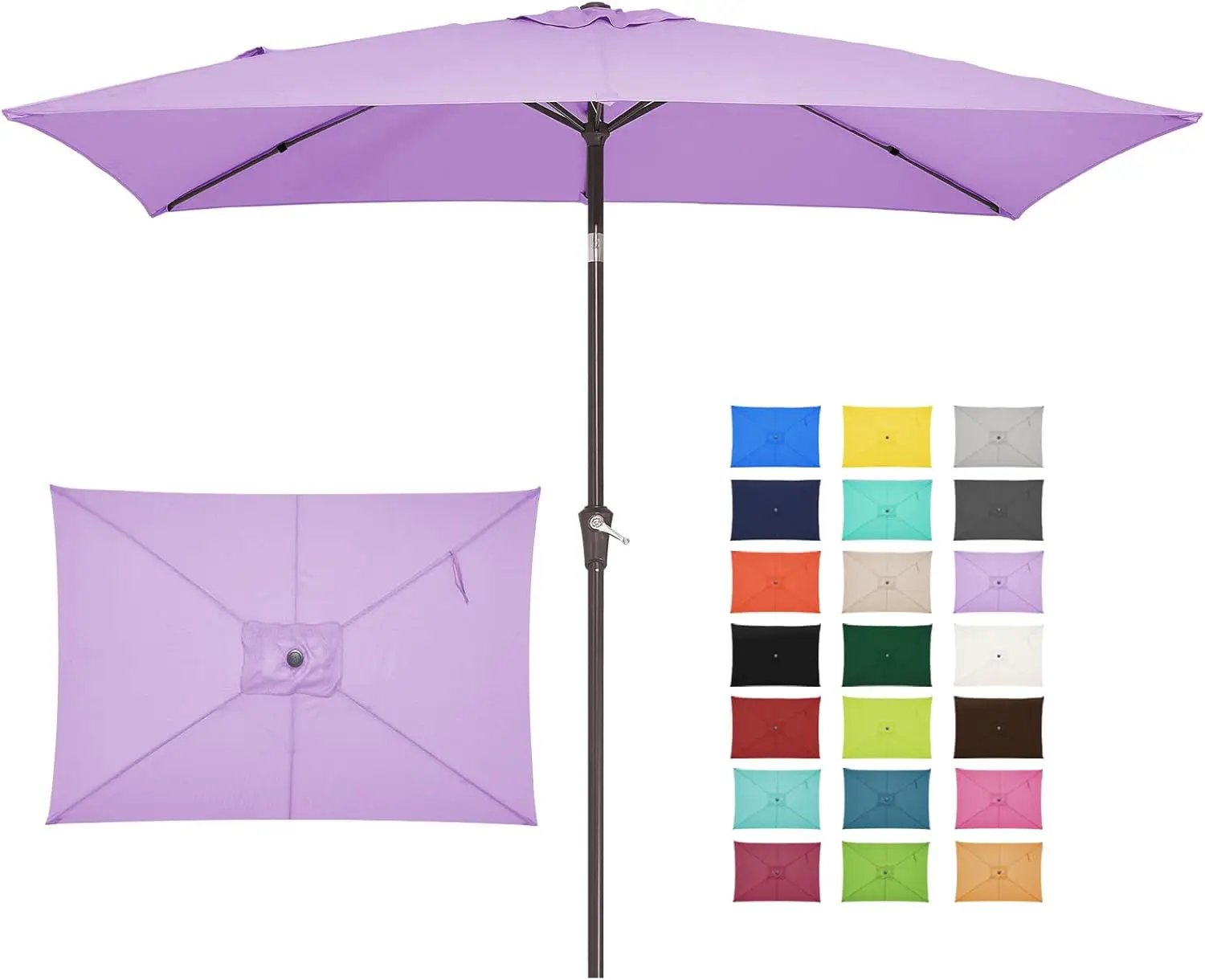 JEAREY 6.5x10 ft Rectangular Patio Umbrellas Outdoor Market Umbrella with Push Button Tilt and Crank, Rectangle Table Umbrella 6 Sturdy Ribs UV Protection for Pool Garden Backyard Deck, Taro Purple by GreenHaven Gardens