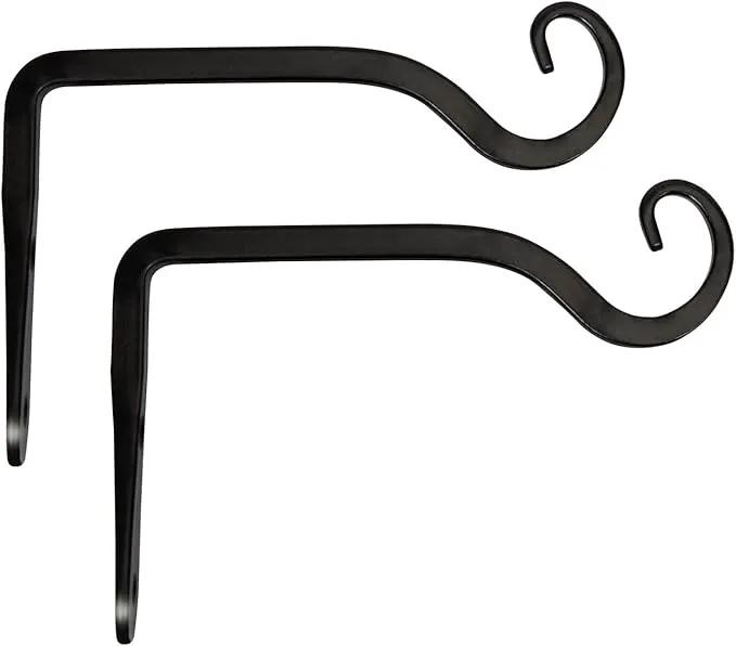 Mkono Hanging Plant Bracket 6 inch Metal Wall Plant Hook Decorative Plant Hanger for Bird Feeders, Planters, Lanterns, Wind Chimes, Home Decor Indoor Outdoor 2 Pack, Black by GreenHaven Gardens