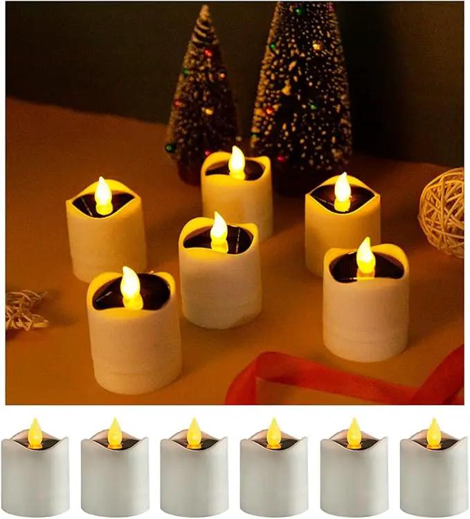 Solar Candle Lights,Flameless Candle Lights,Solar Rechargeable Tea Wax lamp,6 flameless Candle Light, Suitable for Wedding, Valentine's Day, Halloween, Christmas (Solar Candle Light) by GreenHaven Gardens