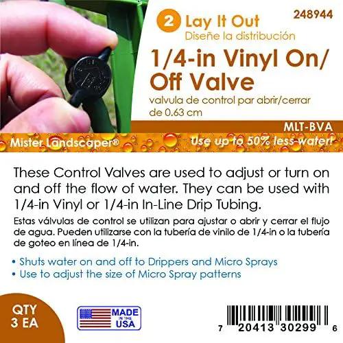 Mister Landscaper MLT-BVA 1/4" Vinyl On/Off Drip Irrigation Valve (3 Quantity) by GreenHaven Gardens