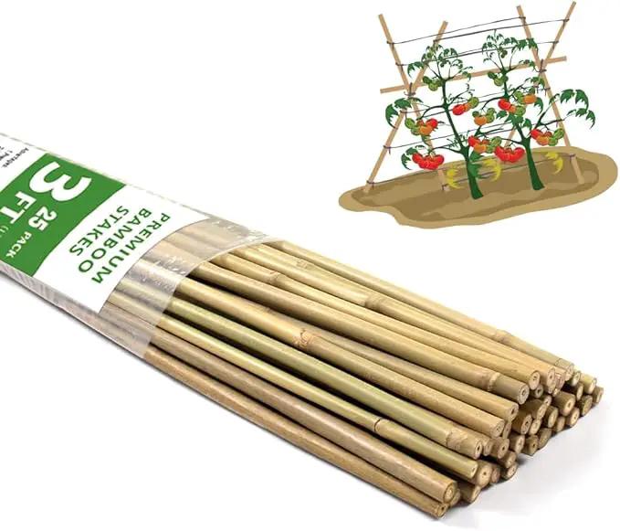 Bamboo Stakes,3FT Natural Bamboo Garden Stakes,BOVITRO 25Pcs Bamboo Plant Stakes,Bamboo Sticks for Tomato,Beans,Vegetable and Climbing Plants by GreenHaven Gardens