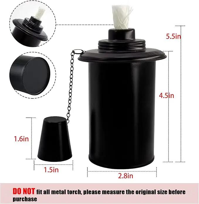 12oz Torch Replacement Canisters - 4 Pack Bamboo Torch Fuel Canister Torches Cans With Wicks and Covers, Refillable Metal Tabletop Lantern For Garden, Patio, Luau Party by GreenHaven Gardens