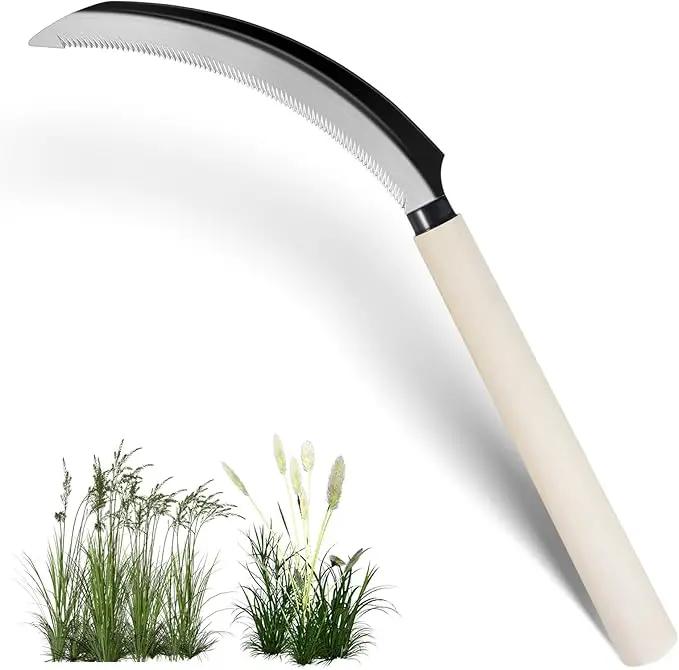 Sod Cutter Japanese Weeding Sickle, Japanese Weeding Tool with Sawtooth, Hand Sickle Weeding Tools for Garden, Hand Hoe Garden Tool, Light Serration, Stainless Steel Blade, Sharp by GreenHaven Gardens