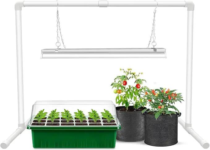 wolezek Grow Lights for Seed Starting with Stand, 2ft T5 144 LEDs Full Spectrum Seedling Grow Light for Indoor Plants, 32W High Output Seed Starter Light Kit, Height Adjustable, ON-Off Switch by GreenHaven Gardens