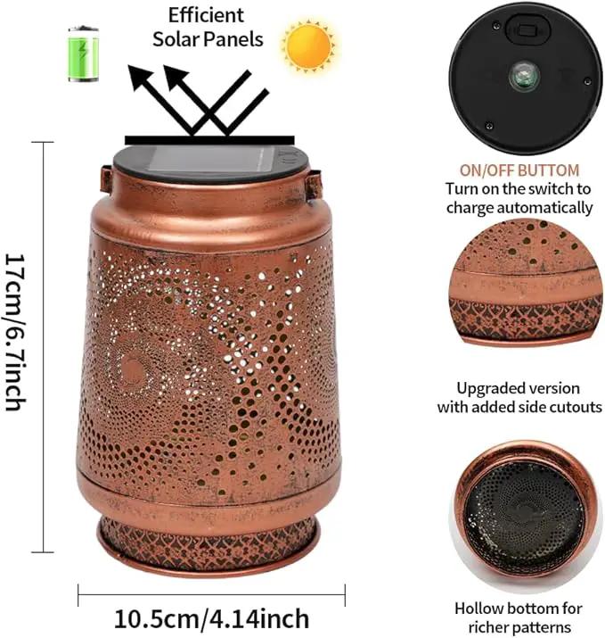 2 Pack Outdoor Hanging Solar Lanterns, LED Waterproof Lights Metal Decoration, Portable Lanterns for Garden Patio Yard Courtyard Backyard, Spiral Birthday Gifts for Women Men Halloween Christmas by GreenHaven Gardens