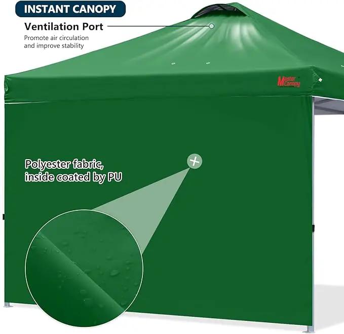 MASTERCANOPY Durable Pop-up Canopy Tent with 1 Sidewall (10'x10',Forest Green) by GreenHaven Gardens