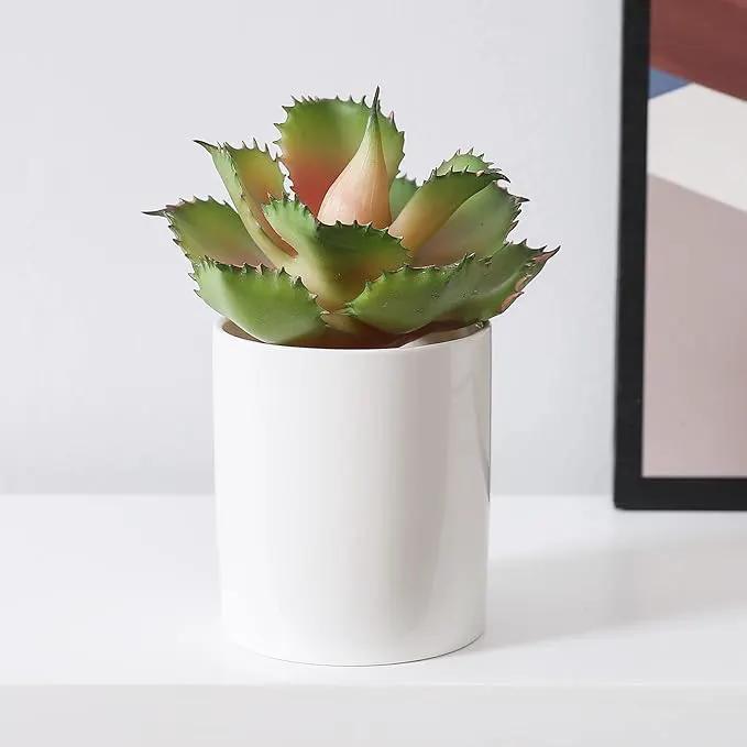 Duovlo Artificial Succulent Plant 7.08 Inch Faux Succulents Agave potatorum Flower Arrangement Craft Wall DIY Materials,Pack of 2 (Pink) by GreenHaven Gardens