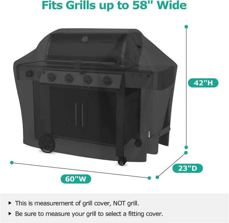 SunPatio Gas Grill Cover 60 Inch, Outdoor Heavy Duty Waterproof Barbecue Gas Cover, UV and Fade Resistant, All Weather Protection Compatible for Weber Charbroil Brinkmann Grills and More, Black by GreenHaven Gardens