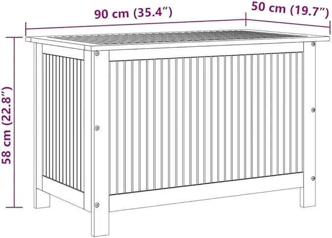 vidaXL Wooden Deck Box - Outdoor Teak Storage Chest, Ideal for Patio Furniture Cushions, Pool Accessories, Garden Tools - Water-Resistant Bag Inside - 35.4''x19.7''x22.8'', Solid Acacia Wood by GreenHaven Gardens