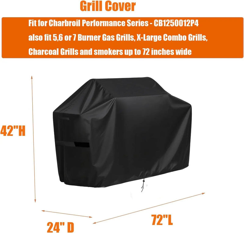 Grills Cover for Charbroil Performance Series - CB1250012P4, Extra Large Covers for 5, 6 or 7 Burner Gas Grills-72 W x 24" D x 42" H by GreenHaven Gardens